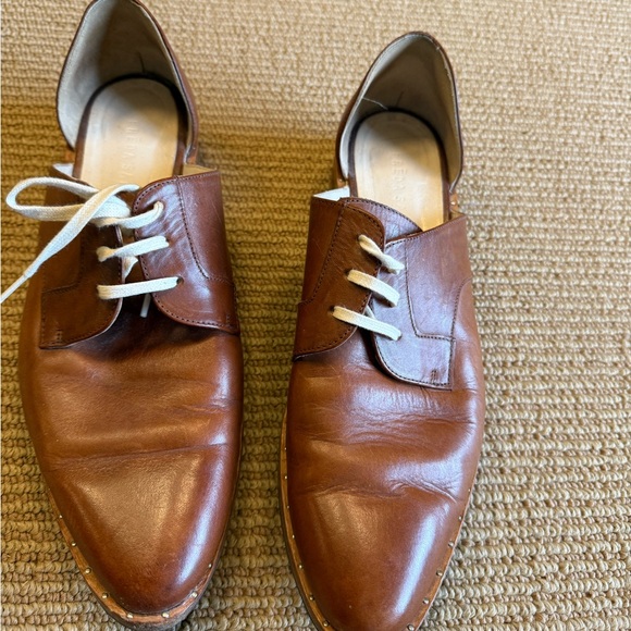 Freda Salvador Brown Leather Lace-Up Flats - Picture 2 of 6